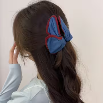 深藍丹寧牛仔布紅邊×鯊魚夾