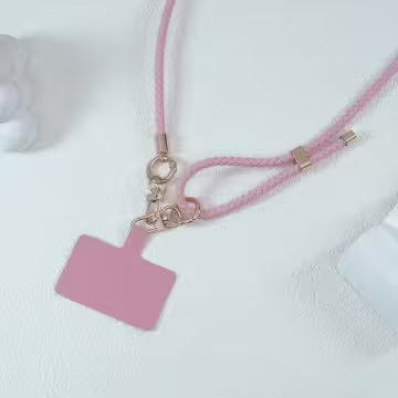 皮革編織&times;長度可調&times;手機斜背雙勾掛繩&times;粉紅