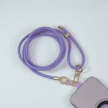 皮革編織&times;長度可調&times;手機斜背雙勾掛繩&times;紫色