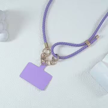 皮革編織&times;長度可調&times;手機斜背雙勾掛繩&times;紫色