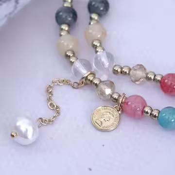 古幣雙層水晶×串珠手鍊×彩色
