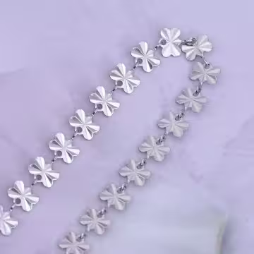 316鋼飾×四葉草壓花紋 ×手鍊×銀色