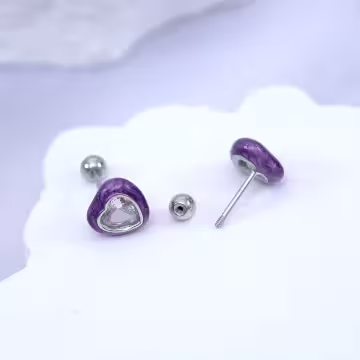 紫心晶鑽&times;轉珠耳環