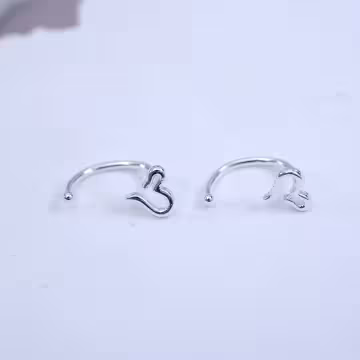 925銀針&times;線條愛心&times;耳勾