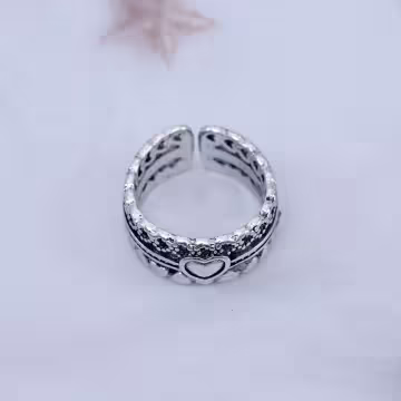 復古寬版愛心&times;開口戒指