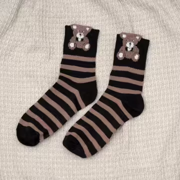 熊熊笑臉蝴蝶結愛心&times;中筒襪&times;四雙套件襪子組