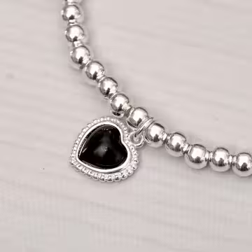 925銀飾&times;極簡黑愛心&times;串珠手環