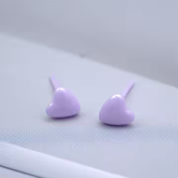 小愛心&times;陶瓷&times;養耳棒&times;二套件耳環組&times;紫色