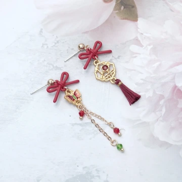 福字紅領結&times;吊墜耳扣.avif