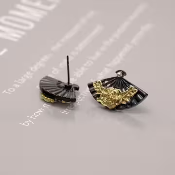 墨扇金牡丹&times;吊墜耳環