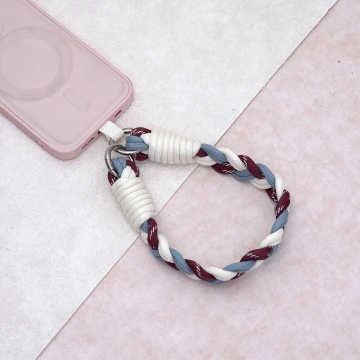三色麻花辮&times;手機腕帶掛繩&times;粉紅灰.avif