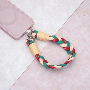 三色麻花辮&times;手機腕帶掛繩&times;粉紅灰.avif
