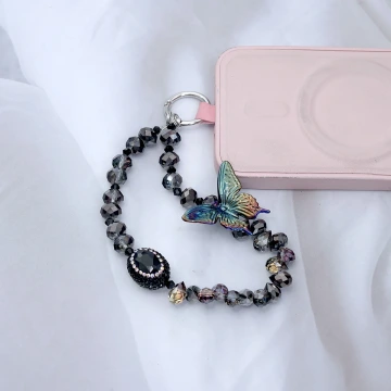 彩黑的璀璨蝴蝶&times;手機腕帶掛繩.avif