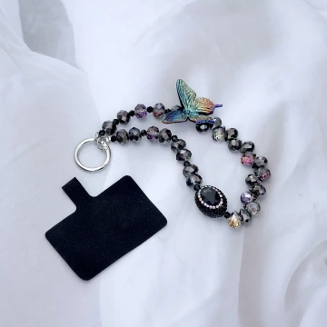 彩黑的璀璨蝴蝶&times;手機腕帶掛繩.avif