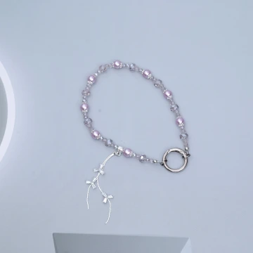 玫瑰花愛心流蘇&times;手機腕帶掛繩&times;黑色.avif