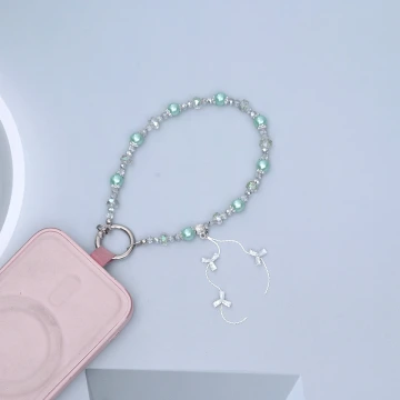 玫瑰花愛心流蘇&times;手機腕帶掛繩&times;黑色.avif