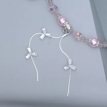 玫瑰花愛心流蘇&times;手機腕帶掛繩&times;黑色.avif