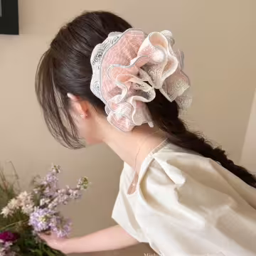 法式鄉村格紋蕾絲&times;大腸髮束&times;共二色