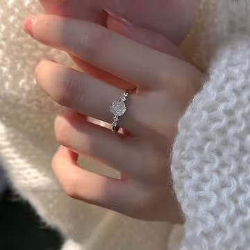 925銀飾&times;炫彩白玫瑰&times;開口戒指