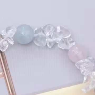 藍粉冰清小銀花&times;固定式串珠手鍊