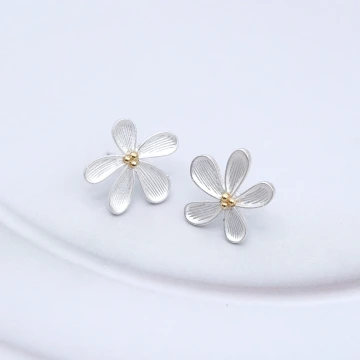 撞色復古小花&times;不對稱後掛式吊墜耳環.avif